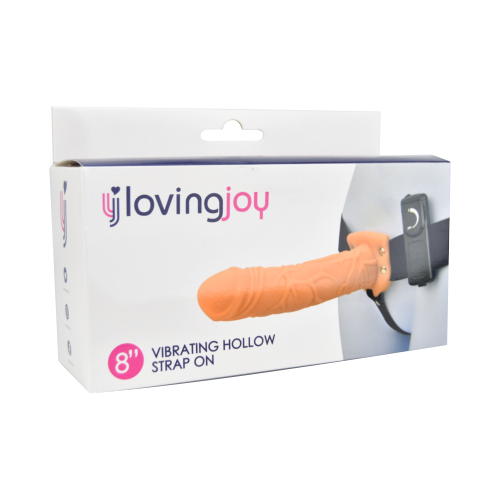 n11682-loving-joy-7-inch-vibrating-hollow-strap-on-vanilla-pkg Loving Joy 8 Inch Vibrating Hollow Strap On Vanilla