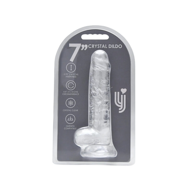 n12186-loving-joy-7-inch-dildo-with-balls-clear-new-pkg Loving Joy 7 Inch Dildo with Balls Clear