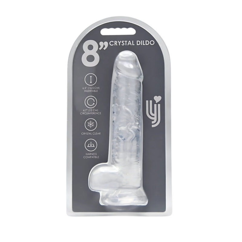 n12187-loving-joy-8-inch-dildo-with-balls-clear-new-pkg Loving Joy 8 Inch Dildo with Balls Clear