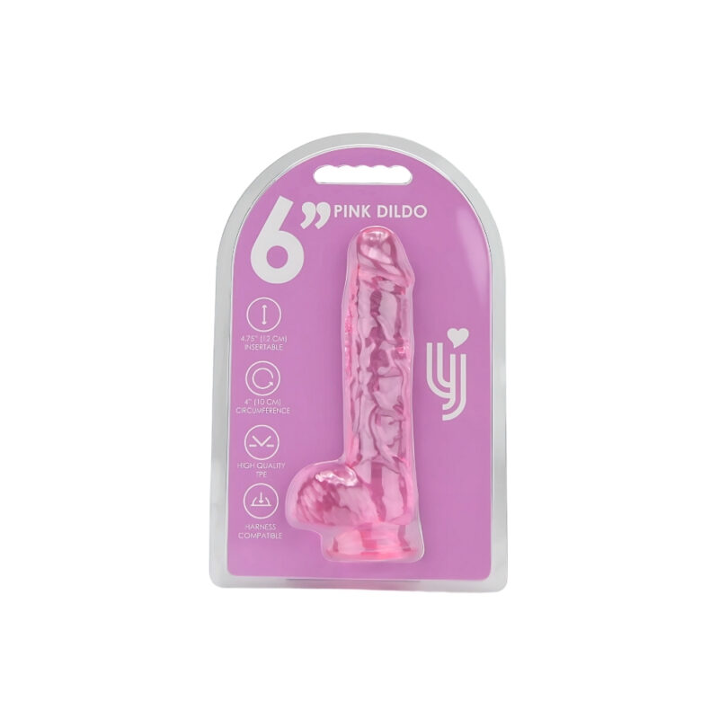 n12307-loving-joy-6-inch-dildo-with-balls-pink-pkg Loving Joy 6 Inch Dildo with Balls Pink