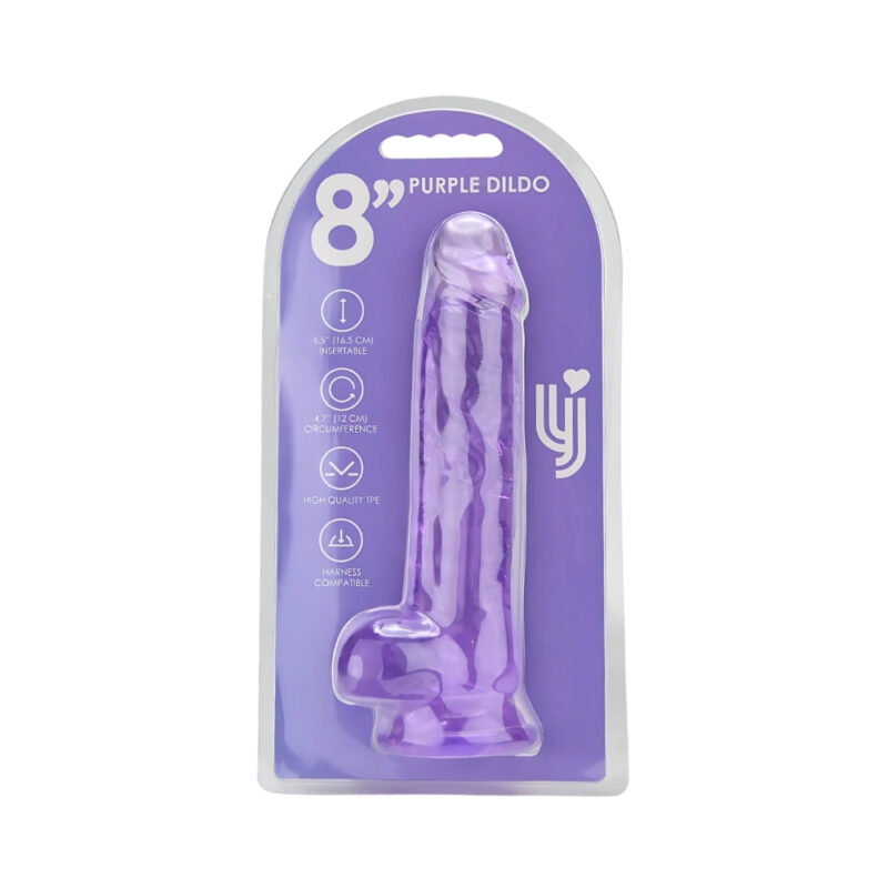 n12310-loving-joy-8-inch-dildo-with-balls-purple-pkg Loving Joy 8 Inch Dildo with Balls Purple