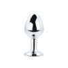 Toosh Silver Metal Butt Plug Medium Clear Stone