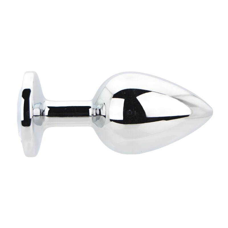 Toosh Silver Metal Butt Plug Large Clear Stone