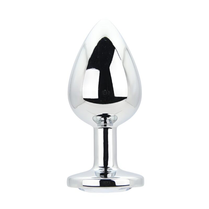 Toosh Silver Metal Butt Plug Large Clear Stone