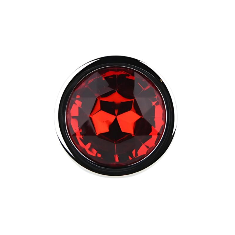 Toosh Silver Metal Butt Plug Medium Red Stone