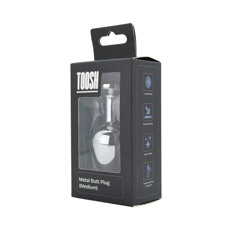 Toosh Silver Metal Butt Plug Medium Red Stone