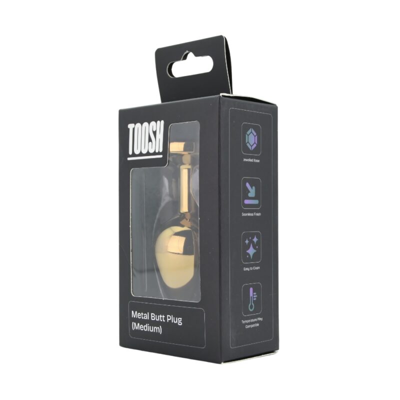 Toosh Gold Metal Butt Plug Medium Red Stone