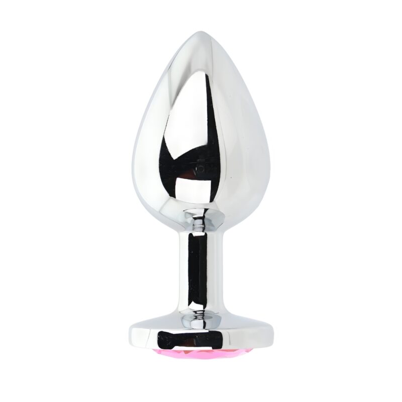 Toosh Silver Metal Butt Plug Large Pink Stone