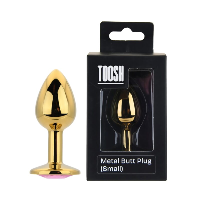 n12829-toosh-gold-metal-butt-plug-small-pink-stone-duo Toosh Gold Metal Butt Plug Small Pink Stone