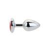 Toosh Heart Shaped Silver Butt Plug with Red Stone Small