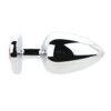 Toosh Heart Shaped Silver Butt Plug with Red Stone Large