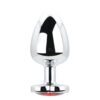 Toosh Heart Shaped Silver Butt Plug with Red Stone Large