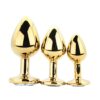 Toosh Metal Butt Plug Gold Set of 3 Clear Stone