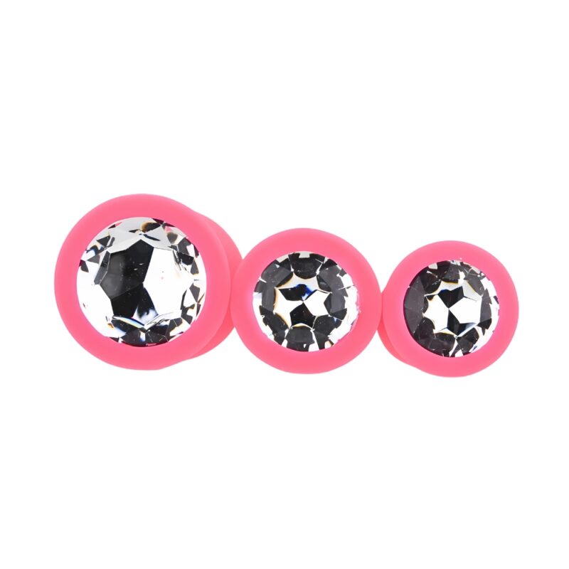 n12842-toosh-silicone-butt-plug-pink-set-of-3-clear-stone-2 Toosh Silicone Butt Plug Pink Set of 3 Clear Stone