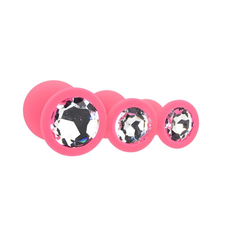 n12842-toosh-silicone-butt-plug-pink-set-of-3-clear-stone-3 Toosh Silicone Butt Plug Pink Set of 3 Clear Stone