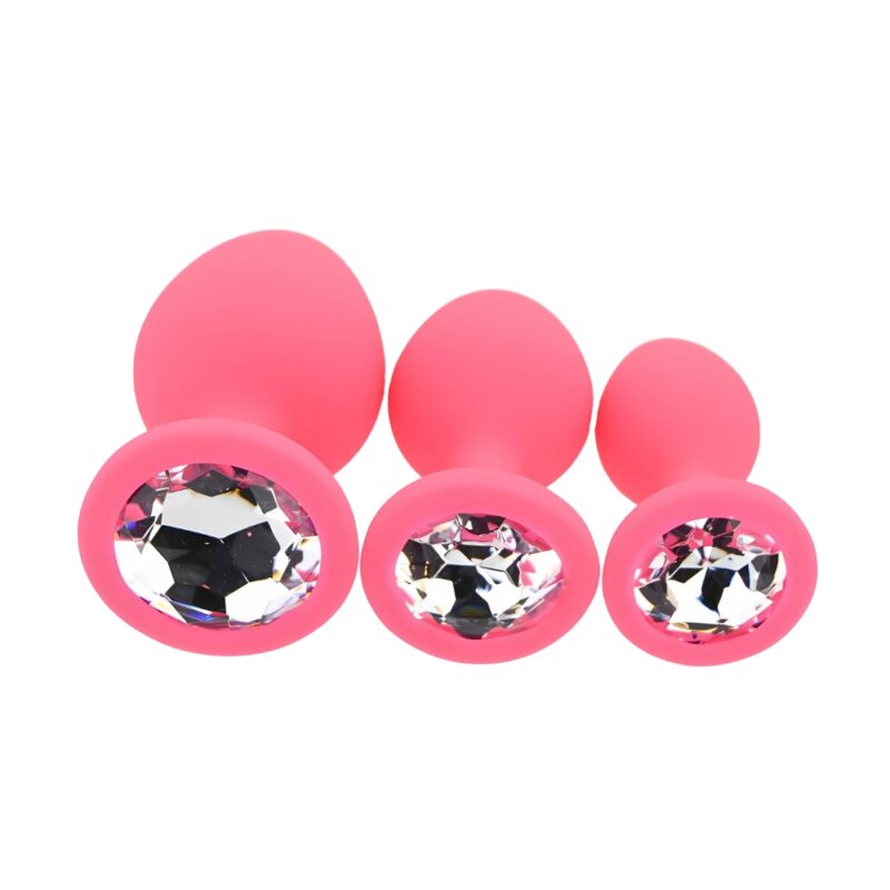 n12842-toosh-silicone-butt-plug-pink-set-of-3-clear-stone-4 Toosh Silicone Butt Plug Pink Set of 3 Clear Stone