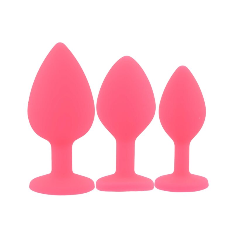 n12842-toosh-silicone-butt-plug-pink-set-of-3-clear-stone Toosh Silicone Butt Plug Pink Set of 3 Clear Stone