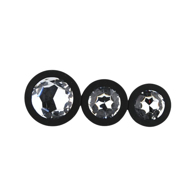 toosh-silicone-butt-plug-black-set-of-3-clear-stone-jewel Toosh Silicone Butt Plug Black Set of 3 Clear Stone